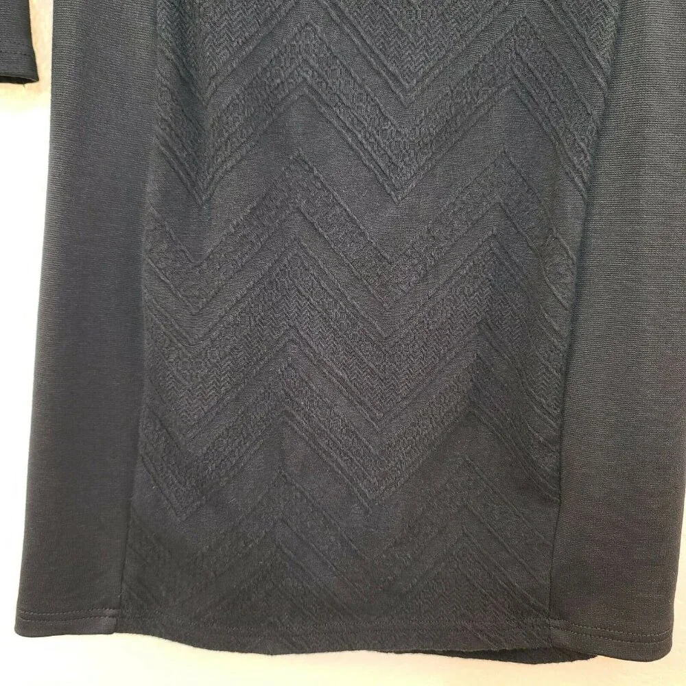 Divided H&M Dress Women Medium Black Chevron Embroidery Mini Slim Fitted Stretch - Picture 4 of 12